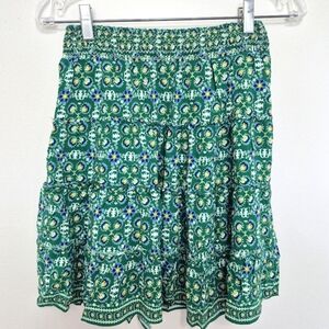 🍁Max Studio Green Floral Tiered Skirt – Size XS